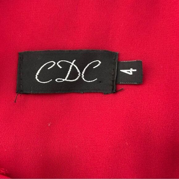 Vtg Rampage Y2K Red Babydoll Midi Dress Sz 4 Fairy Sheer Asymmetrical Whimsi - Picture 4 of 13